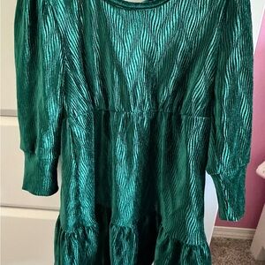 Rare Editions Shimmering Green Kids Dress